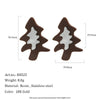 Women's Geometric Festive Christmas Tree Stud Earrings In Stainless Steel With Resin Design And Gold Plating