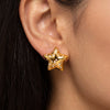 Women's Geometric Five Pointed Star Stainless Steel Earrings With Rhinestone Inlay And Gold Plated Finish Simple Fashion Jewelry