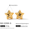 Women's Geometric Five Pointed Star Stainless Steel Earrings With Rhinestone Inlay And Gold Plated Finish Simple Fashion Jewelry