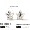 Women's Geometric Five Pointed Star Stainless Steel Earrings With Rhinestone Inlay And Gold Plated Finish Simple Fashion Jewelry