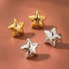 Women's Geometric Five Pointed Star Stainless Steel Earrings With Rhinestone Inlay And Gold Plated Finish Simple Fashion Jewelry