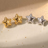 Women's Geometric Five Pointed Star Stainless Steel Earrings With Rhinestone Inlay And Gold Plated Finish Simple Fashion Jewelry