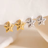 Women's Geometric Five Pointed Star Stainless Steel Earrings With Rhinestone Inlay And Gold Plated Finish Simple Fashion Jewelry