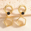Women's Geometric Fivepointed Star Hollow Alloy Stud Earrings With Electroplated Finish And Stainless Steel Ear Needles Exaggerated Fashion Jewelry Wholesale