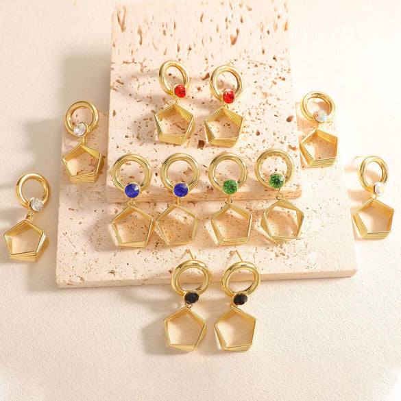 Women's Geometric Fivepointed Star Hollow Alloy Stud Earrings With Electroplated Finish And Stainless Steel Ear Needles Exaggerated Fashion Jewelry Wholesale