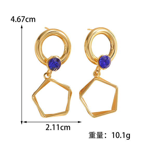 Women's Geometric Fivepointed Star Hollow Alloy Stud Earrings With Electroplated Finish And Stainless Steel Ear Needles Exaggerated Fashion Jewelry Wholesale