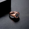 Women's Geometric Fivepointed Star Open Adjustable Copper Ring With Zircon And Turquoise Inlay Retro Fashion Design