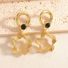 Women's Geometric Fivepointed Star Zircon Drop Earrings With Stainless Steel Posts Electroplated Alloy Fashion Jewelry