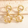Women's Geometric Fivepointed Star Zircon Drop Earrings With Stainless Steel Posts Electroplated Alloy Fashion Jewelry