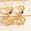 Women's Geometric Fivepointed Star Zircon Drop Earrings With Stainless Steel Posts Electroplated Alloy Fashion Jewelry
