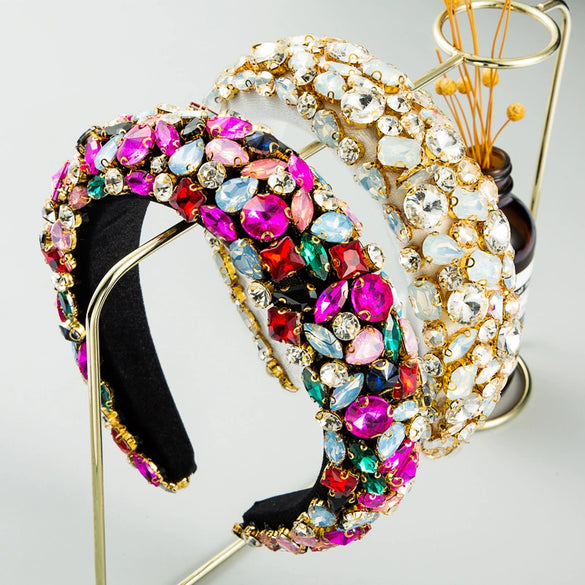 Women's Geometric Flannel Rhinestone Diamond Inlaid Headband