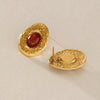 Women's Geometric Floral Carved Resin Stud Earrings In Titanium Steel And Stainless Steel With Pvd Gold Plated Finish