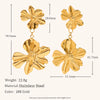 Women's Geometric Floral Statement Earrings In Stainless Steel With Electroplated Finish And Exaggerated Fashion Design