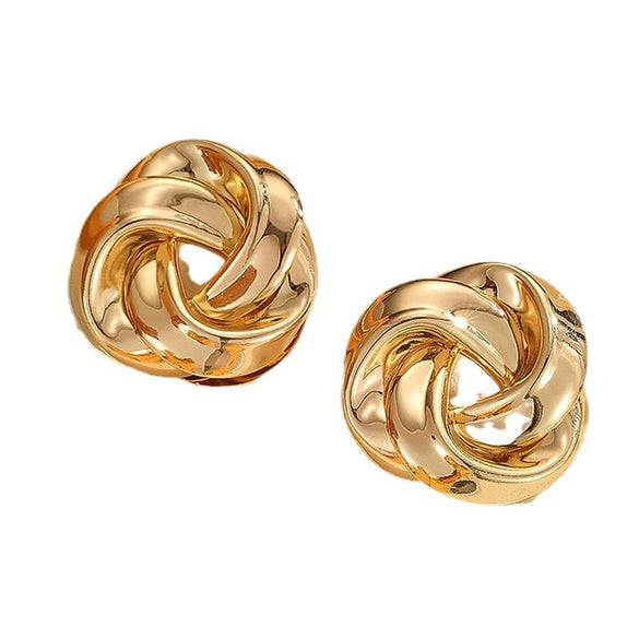 Women's Geometric Floral Wrap Earrings With Stainless Steel Ear Posts And Electroplated Iron Minimalist Metal Design