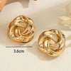 Women's Geometric Floral Wrap Earrings With Stainless Steel Ear Posts And Electroplated Iron Minimalist Metal Design