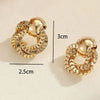 Women's Geometric Floral Wrap Earrings With Stainless Steel Ear Posts And Electroplated Iron Minimalist Metal Design