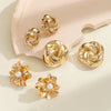Women's Geometric Floral Wrap Earrings With Stainless Steel Ear Posts And Electroplated Iron Minimalist Metal Design