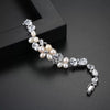 Women's Geometric Flower Bracelet With Freshwater Pearl And Zircon Copper Electroplated Fashion Jewelry