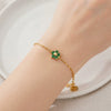Women's Geometric Flower Bracelet With Zircon Accents Goldplated Stainless Steel Jewelry With Simple Botanical Design