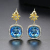 Women's Geometric Flower Earrings With Tourmaline And Zircon Accents Electroplated Copper Fashion Jewelry