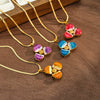 Women's Geometric Flower Stainless Steel Necklace With White Shell Enamel Design And 18K Vacuum Plated Regular Chain