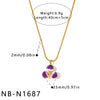 Women's Geometric Flower Stainless Steel Necklace With White Shell Enamel Design And 18K Vacuum Plated Regular Chain