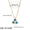 Women's Geometric Flower Stainless Steel Necklace With White Shell Enamel Design And 18K Vacuum Plated Regular Chain