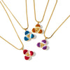 Women's Geometric Flower Stainless Steel Necklace With White Shell Enamel Design And 18K Vacuum Plated Regular Chain