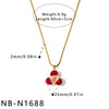 Women's Geometric Flower Stainless Steel Necklace With White Shell Enamel Design And 18K Vacuum Plated Regular Chain