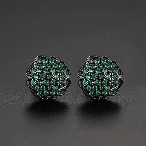 Women's Geometric Flower Stud Earrings With Zircon Inlay And Electroplated Copper Fashion Jewelry