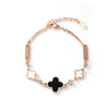 Women's Geometric Four Leaf Clover 18K Rose Gold Electroplated Titanium Steel Bracelet