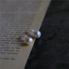 Women's Geometric Freshwater Pearl Stud Earrings With Silver Needle Small Retro Elegant Graceful Design