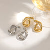 Women's Geometric G Shaped Diamond Studded Earrings In Stainless Steel With Real Gold Plating Stylish Fade Resistant Fashion Jewelry