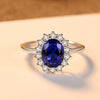 Women's Geometric Gem Set Ring In 925 Silver With Blue Stone Elegant Statement Jewelry