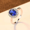 Women's Geometric Gem Set Ring In 925 Silver With Blue Stone Elegant Statement Jewelry