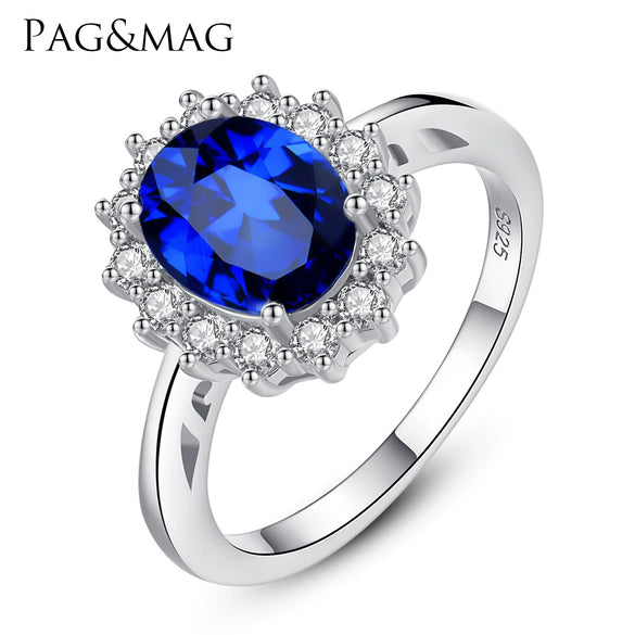 Women's Geometric Gem Set Ring In 925 Silver With Blue Stone Elegant Statement Jewelry