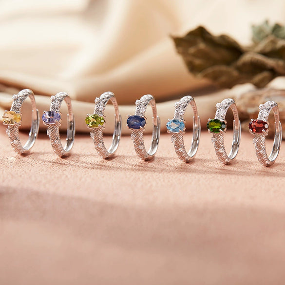 Women's Geometric Gem Set S925 Sterling Silver Ring