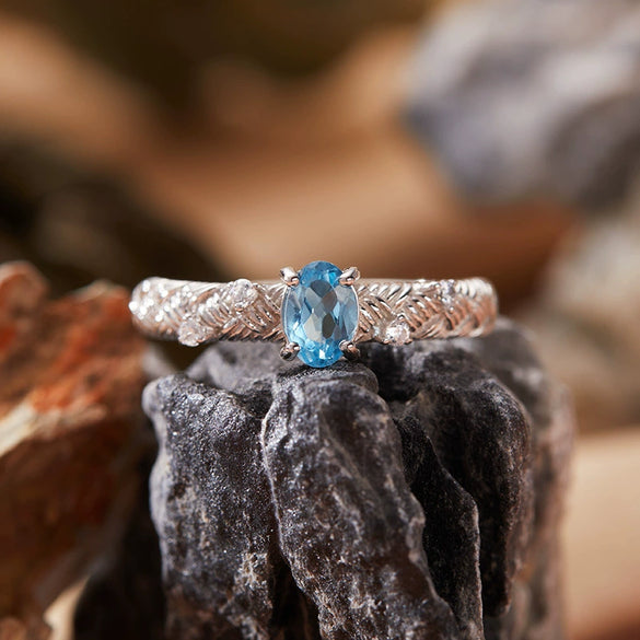 Women's Geometric Gem Set S925 Sterling Silver Ring