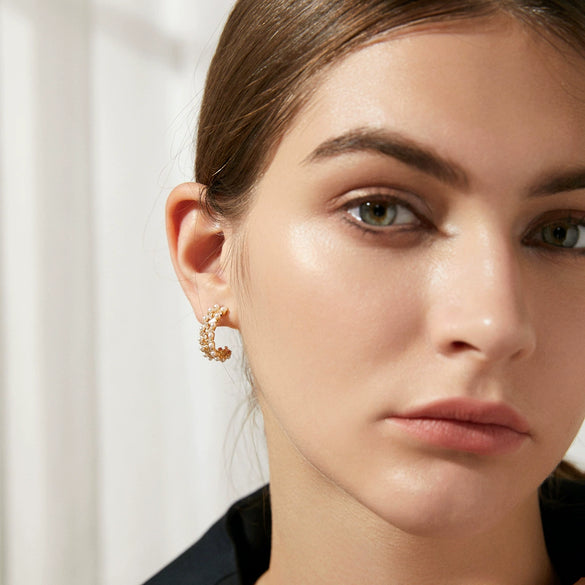 Women's Geometric Glass Bead Earrings With Electroplated Copper Design Elegant Fashion Jewelry