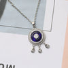 Women's Geometric Glass Glaze Evil Eye Necklace With Mixed Gem Inlay And Ball Chain Natural Style Clavicle Chain Jewelry