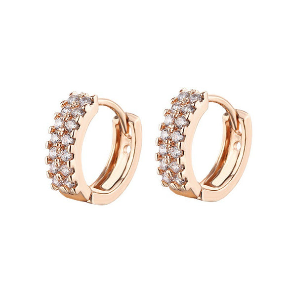 Women's Geometric Gold Plated Copper Earrings With Aaa Zircon Inlay Natural Style Electroplated Jewelry