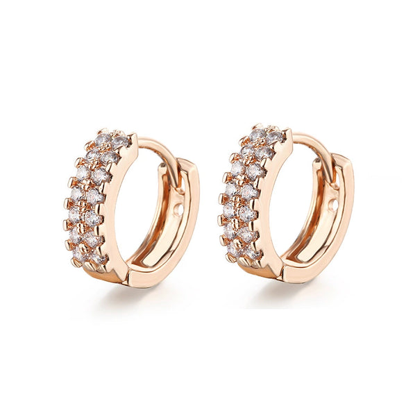 Women's Geometric Gold Plated Copper Earrings With Aaa Zircon Inlay Natural Style Electroplated Jewelry