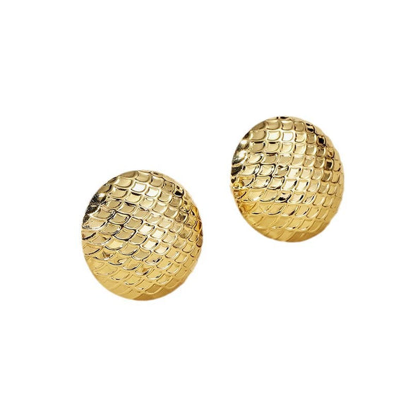 Women's Geometric Gold Tone Electroplated Metal Statement Earrings With Stainless Steel Ear Posts Light Luxury Fashion Jewelry