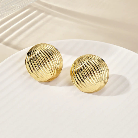 Women's Geometric Gold Tone Electroplated Metal Statement Earrings With Stainless Steel Ear Posts Light Luxury Fashion Jewelry
