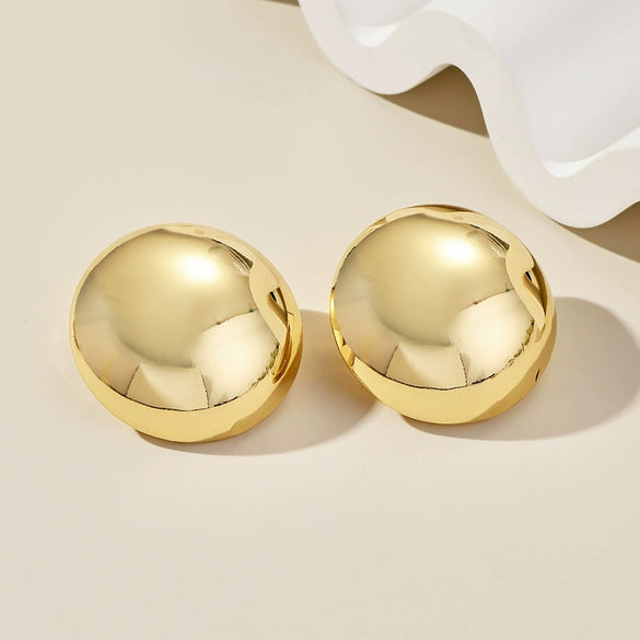 Women's Geometric Gold Tone Electroplated Metal Statement Earrings With Stainless Steel Ear Posts Light Luxury Fashion Jewelry