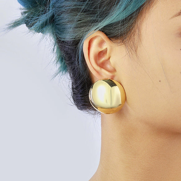Women's Geometric Gold Tone Electroplated Metal Statement Earrings With Stainless Steel Ear Posts Light Luxury Fashion Jewelry