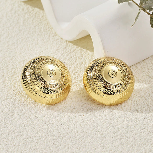 Women's Geometric Gold Tone Electroplated Metal Statement Earrings With Stainless Steel Ear Posts Light Luxury Fashion Jewelry