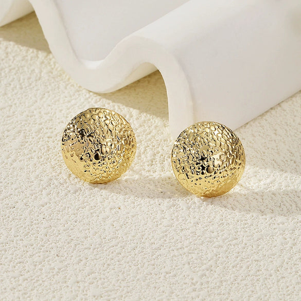 Women's Geometric Gold Tone Electroplated Metal Statement Earrings With Stainless Steel Ear Posts Light Luxury Fashion Jewelry
