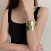 Women's Geometric Goldtone Plated Alloy Open Bangle Bracelet Wide Statement Jewelry Accessory