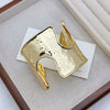 Women's Geometric Goldtone Plated Alloy Open Bangle Bracelet Wide Statement Jewelry Accessory